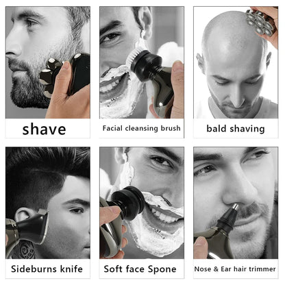 7D Electric Head Shaver for Bald Men High Quality Electric Men's Grooming Kit Cordless Waterproof LCD Head Shavers Rechargeable