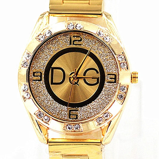 2024 Fashion Luxury Watch DQG Crystal Quartz Female Watch Gold Silver Stainless Steel Ladies Dress Watch  Zegarek Damski