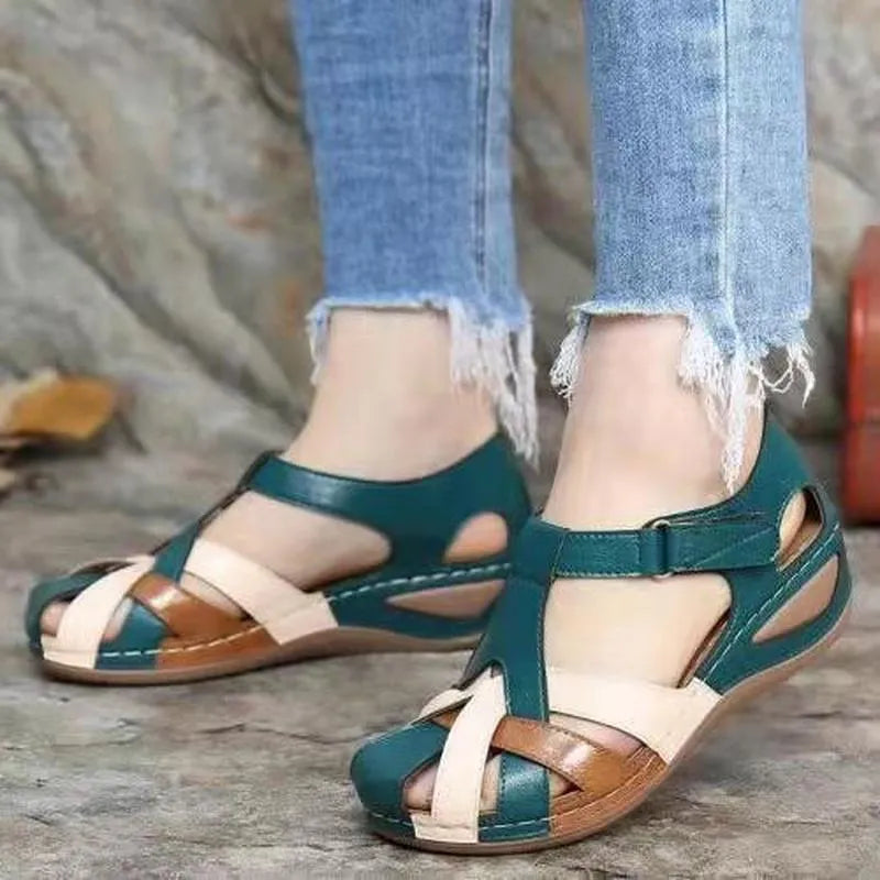 Ladies Sandals Summer Women's Shoes Large Size Wedge Sandals Bunch Foot Casual Printed Sandals Ladies sandals for women