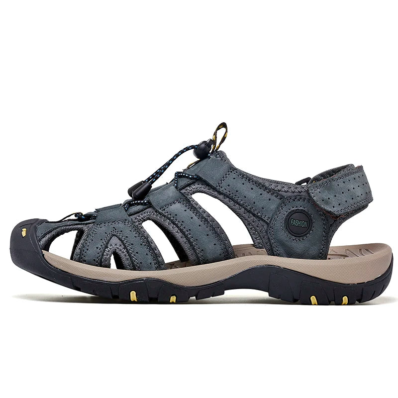 2024 New Arrival Breathable Men's Leather Sandals Outdoor Beach Shoes Fashion Big Size Men's Summer Shoes Slip-on Slippers