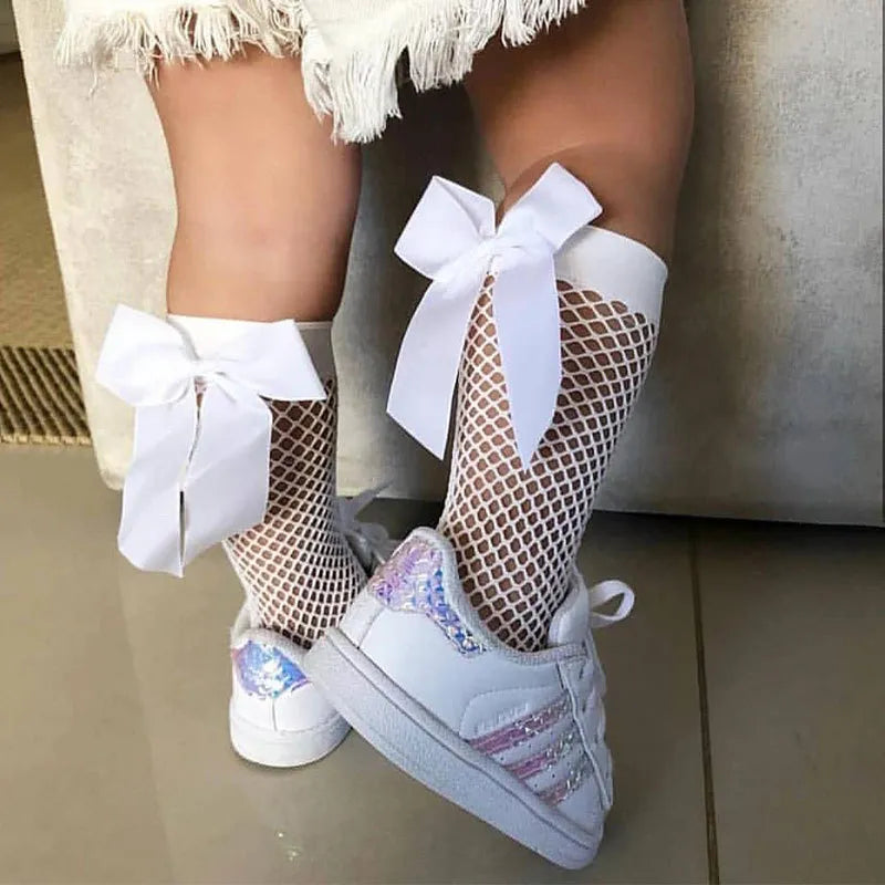 Charming Bow Lace Fishnet Ankle Socks: Stylish Summer Wear for Your Little Fashionista