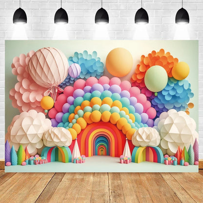 Newborn Baby 1st Birthday Party Photography Backdrop Balloons Boy and Girl Photographic Cakesmash Background Photo Studio Props