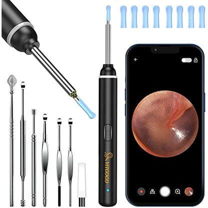 Ear Wax Removal Tool, 1920P HD Ear Cleaner with 6 LED Lights, 3mm Mini Visual Ear Camera for iPhone, iPad, Android