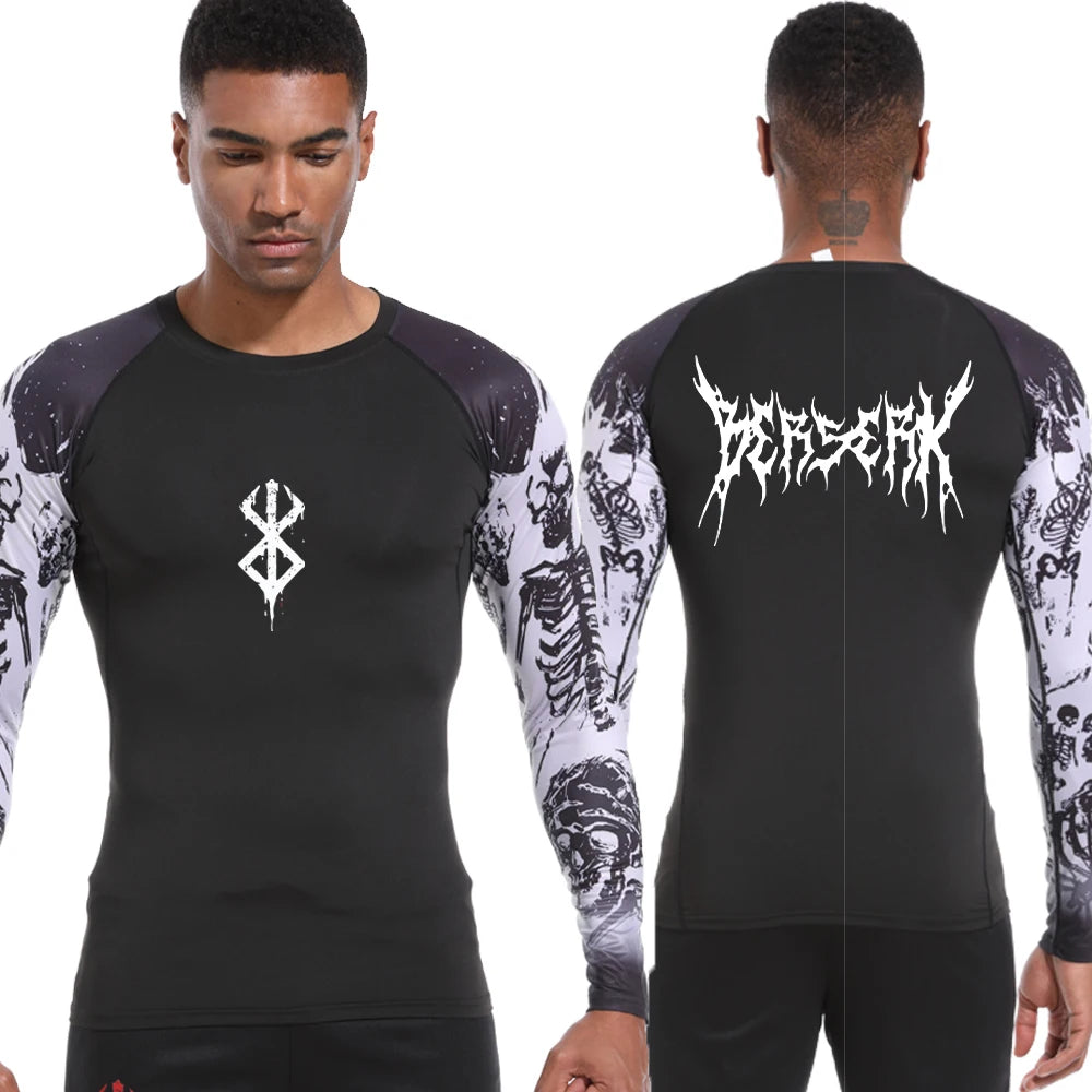 Men's Compression Tshirt Long Sleeve Anime Berserk Guts Sport Quick Dry TShirts Athletic Gym Tight Undershirts  Tops Tee Male