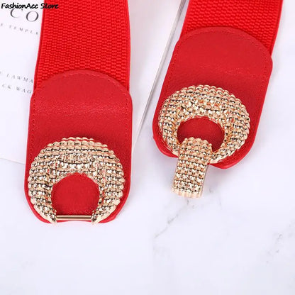 New Fashion Ladies Decorated Elastic Wide Belt Buckle Dress Sweater Belts for Women