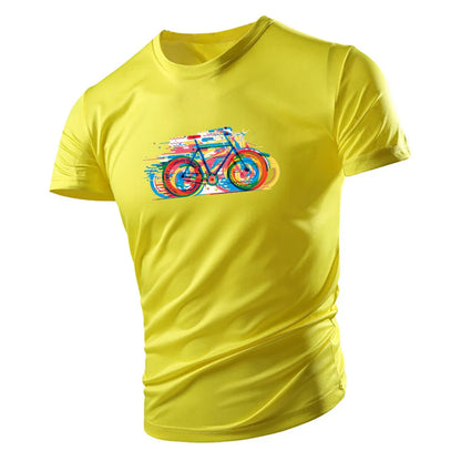 Crew Neck Oversized High-Quality Men'S Simple Bicycle Print T-Shirt Outdoor Sports Quick Drying Short Sleevestreet Men'S T-Shirt