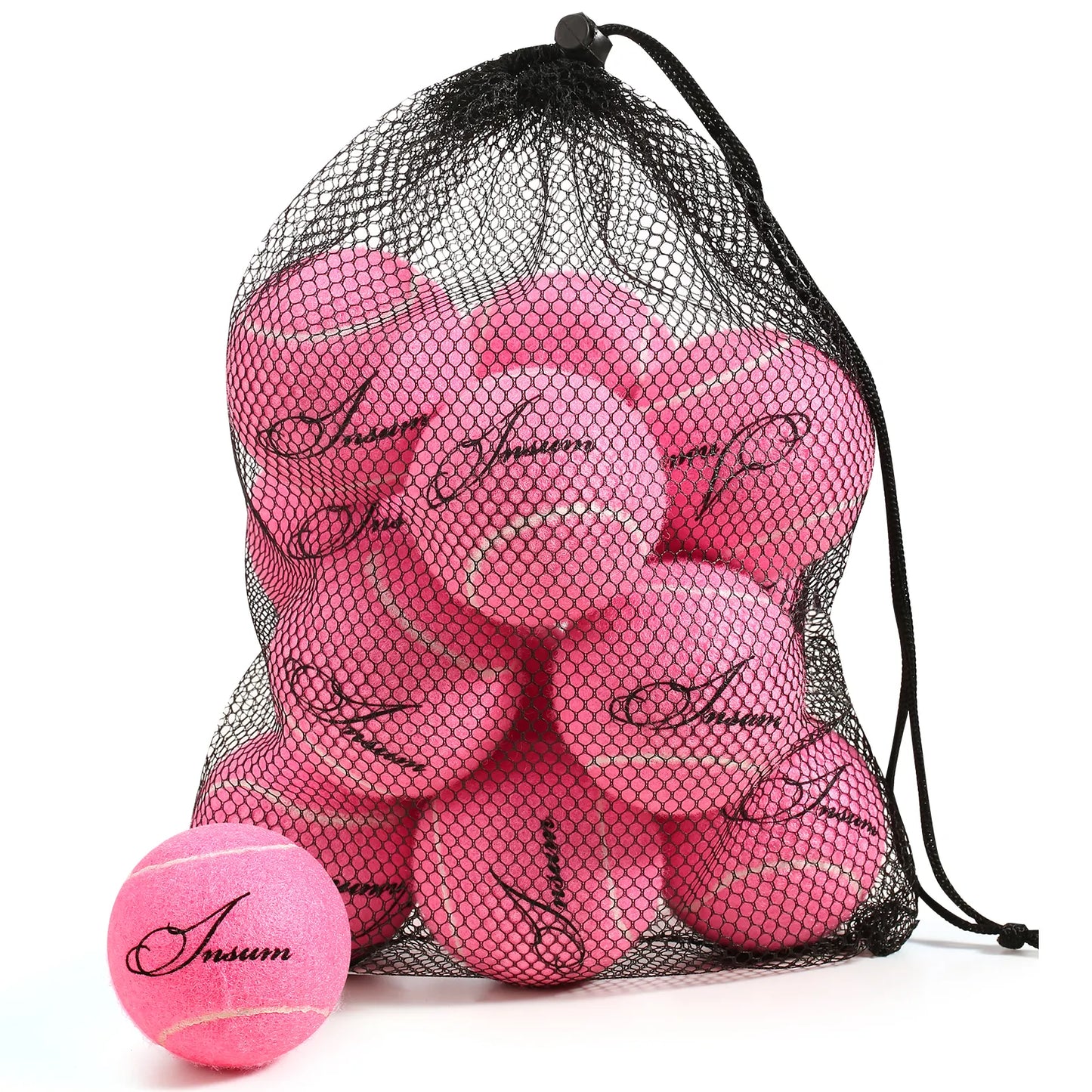 INSUM Pet Dog Tennis Ball 12pcs/Mesh Bag for Easy Carry Multiple Color Options Advanced Training for Beginner Practice Dog Toy