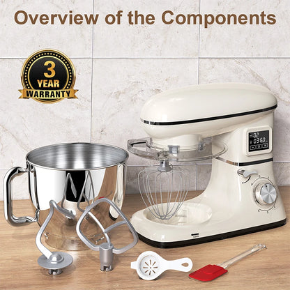 WEYOLI 6.5L Mixer Planetary 6-speed Kitchen Food Blender Stainless Steel Bowl Cake Mixer Machine Kneader Cream Egg Whisk