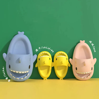 Shark Slides Summer Home Women Shark Slippers Anti-skid EVA Solid Color Couple Parents Outdoor Cool Indoor Household Funny Shoes