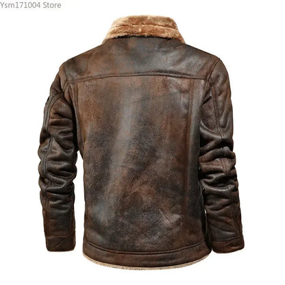 2023 Men's autumn and winter new oversized plus velvet thick leather jacket youth fashion PU leather jacket coat size M-4XL