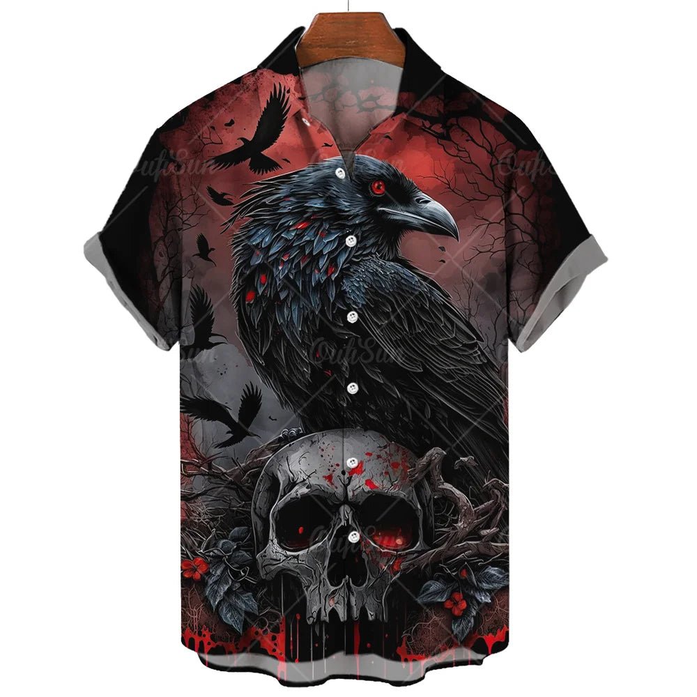 Men's Hawaiian Shirt Loose Top 5xl 3d Skull Print Shirts For Men 2024 Fashion Shirt Men Women Tee Breathable Summer Short Sleeve