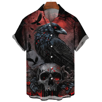 Men's Hawaiian Shirt Loose Top 5xl 3d Skull Print Shirts For Men 2024 Fashion Shirt Men Women Tee Breathable Summer Short Sleeve