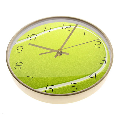 Tennis Ball Printed Wall Clock For Bedroom Tennis Court Sign Sports Wall Decor Timepiece Racquet Art Silent Sweep Clock Watch