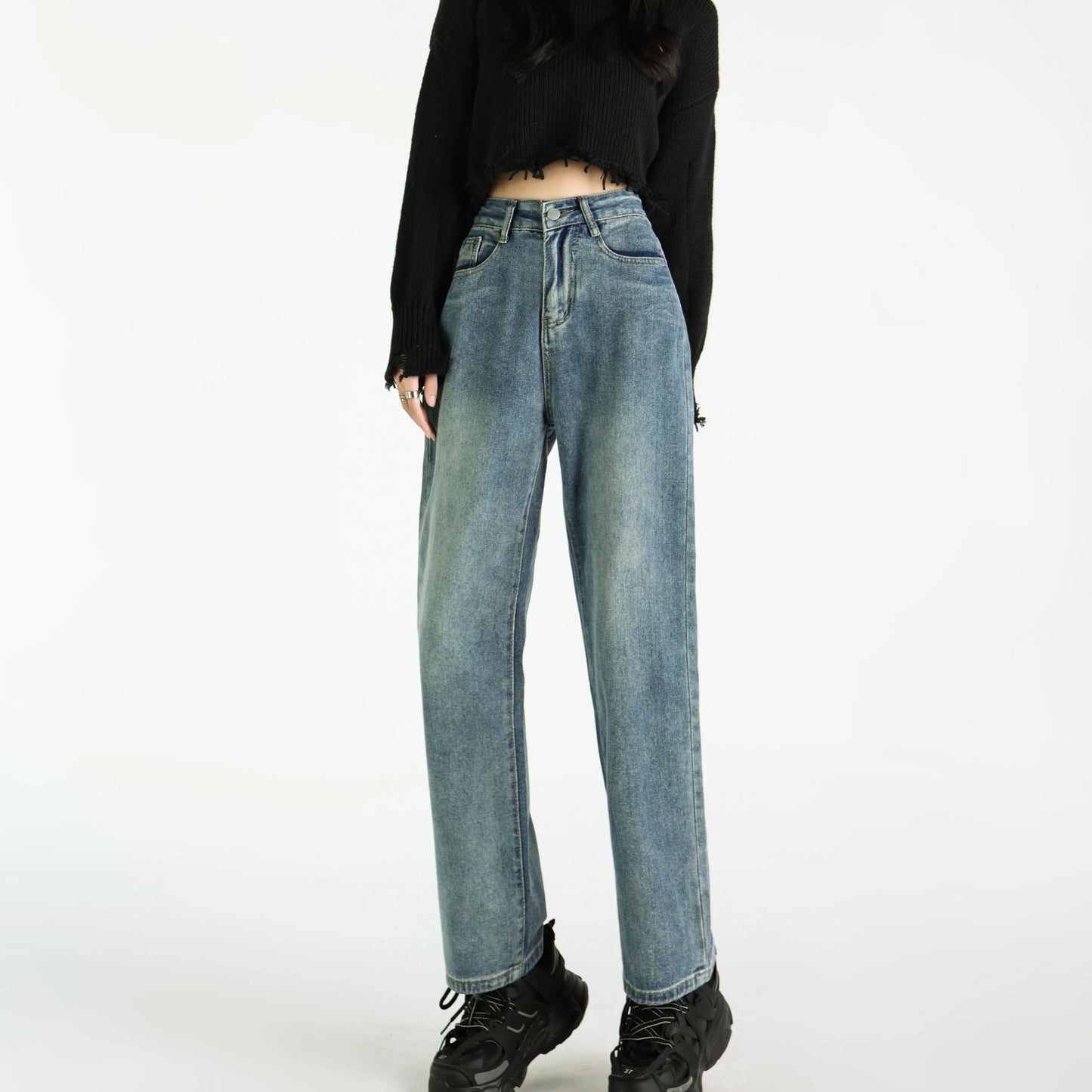 Low waist denim trousers