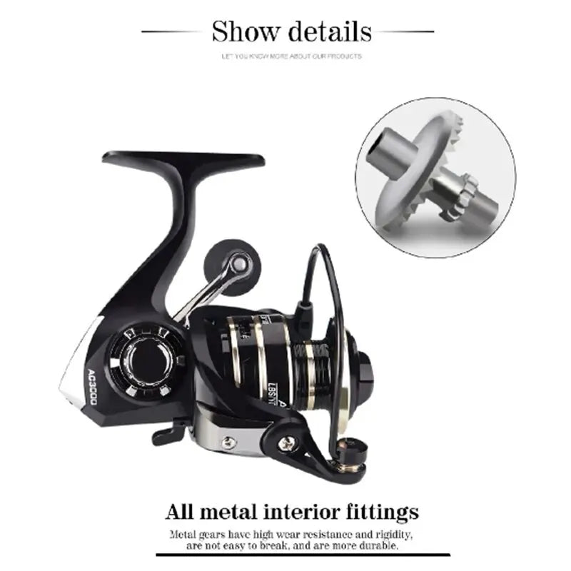 Spinning Reel Max Drag 8KG for Fishing AC3000 4000 5000 Reel Metal Spool Handle Sea Jig Carp Reel Fishing Coil Wheel