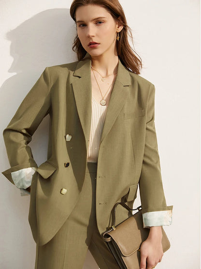 Amii Minimalism Spring Blazers Women Suit Jacket Office Lady Lapel Blazer Loose Pants Sold Separately Female Clothing 12140122