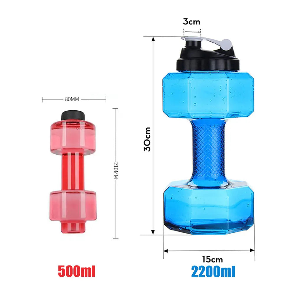 500/1500/2200ml PET Dumbbell Shaped Water Bottle Outdoor Fitness Cycling Kettle Weight Strong Summer Water Drinks Accessories