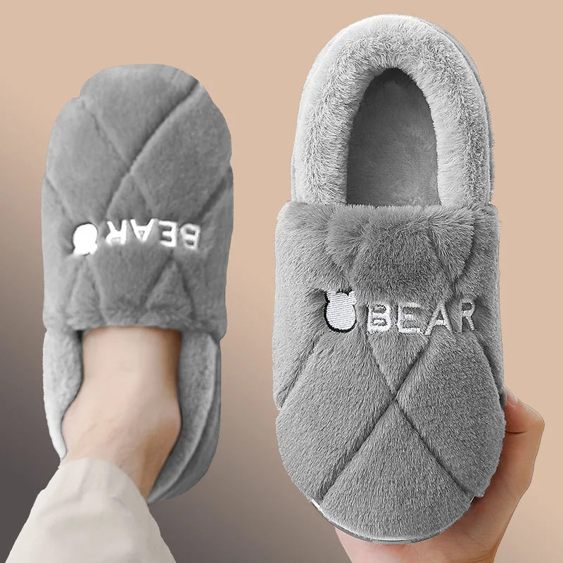 Women Men Couples Home Slippers New Fashion Warm Winter Furry Soft Short Plush Slipper Non Slip Bedroom Slides Indoor Shoes