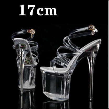 Crystal Show Stripper Heels Clear Shoes Women 2020 Platforms High Heels Sandals Female Transparent Sexy Wedding Shoes Slipper