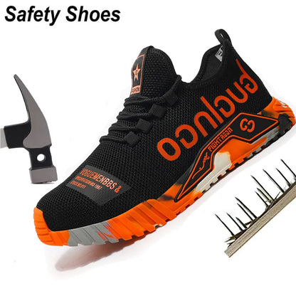 Fashion Sports Shoes Work Boots Puncture-Proof Safety Shoes Men Steel Toe Shoes Security Protective Shoes Indestructible