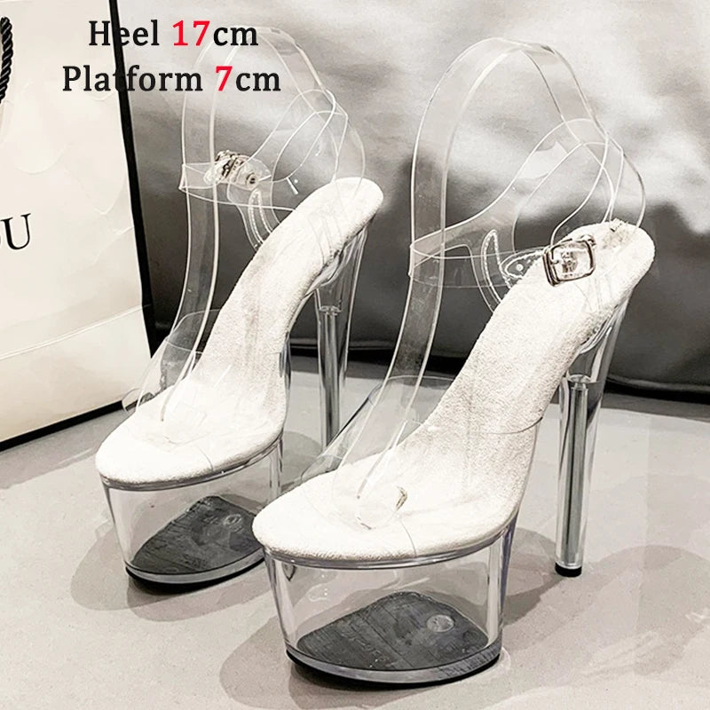 Crystal Show Stripper Heels Clear Shoes Women 2020 Platforms High Heels Sandals Female Transparent Sexy Wedding Shoes Slipper