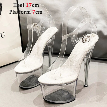 Crystal Show Stripper Heels Clear Shoes Women 2020 Platforms High Heels Sandals Female Transparent Sexy Wedding Shoes Slipper