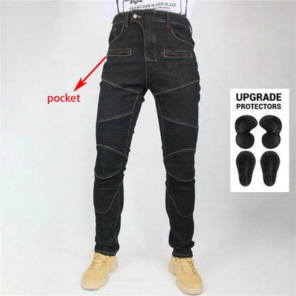 Men Jeans Collection Classic Denim UGB06 PK718 PK719 Zip Motorcycle Pants  Pantalones Motocicleta Hombre Featherbed Jeans Gears - MAGNET MARKET