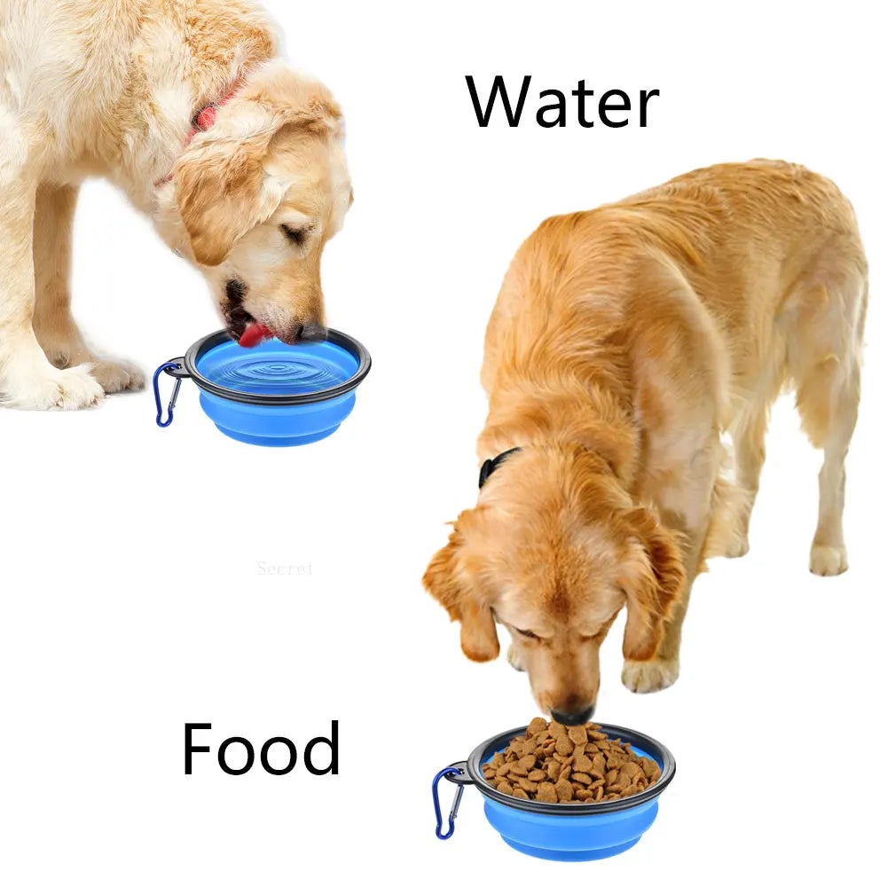 Collapsible Pet Silicone Dog Food Water Bowl Outdoor Camping Travel Portable Folding Pet Supplies Pet Bowl Dishes with Carabiner