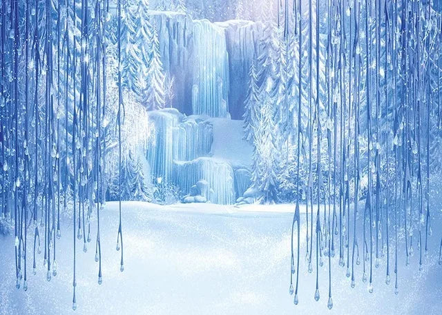 Disney Winter Ice Frozen Snowflake Castle Backdrop Elsa Anna Snow Queen Princess Girls Birthday Party Decor Photo Background