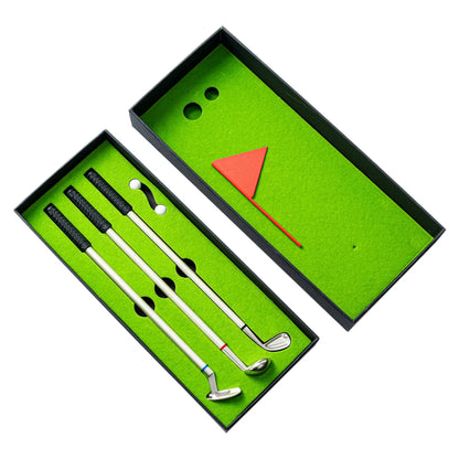 Golf Pen Set Mini Desktop Golf Ball Pen Gift Includes Putting Green 3 Clubs Pen Balls and Flag Desk Games Golf Accessories