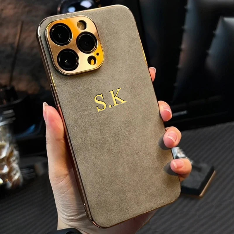 Personalized Leather Case For iPhone 15 14 13 12 11 Pro Max Custom Name Initials Luxury Designer Cases 14 13 12 11 15 pro max