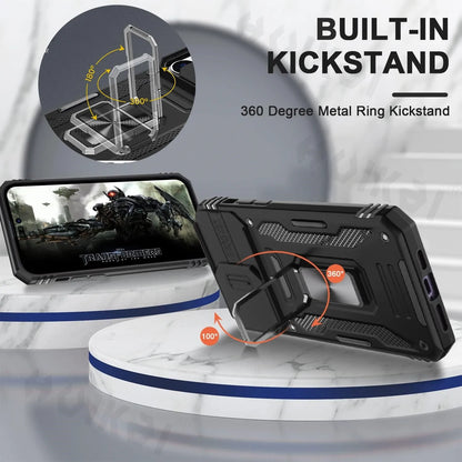 Slide Camera Case For iPhone 15 Pro Max 14 13 12 Pro Max 11 XR XS Max X 8 7 Ring Stand Armor Anti-fall Protection Kickstand Cove