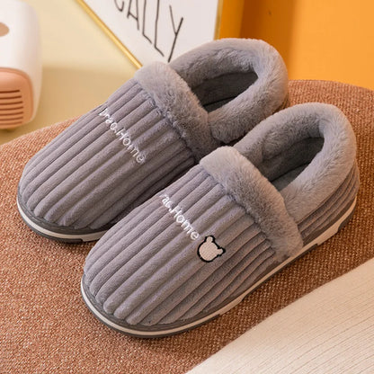 Women Men Couples Home Slippers New Fashion Warm Winter Furry Soft Short Plush Slipper Non Slip Bedroom Slides Indoor Shoes