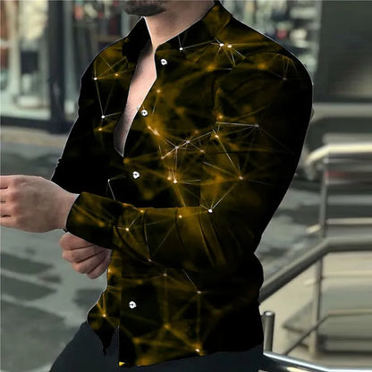 Fashion men's long sleeved shirt trend design Starry Sky Luxury shirts Men's social street casual shirt 2023 Lapel long sleeved - MAGNET MARKET