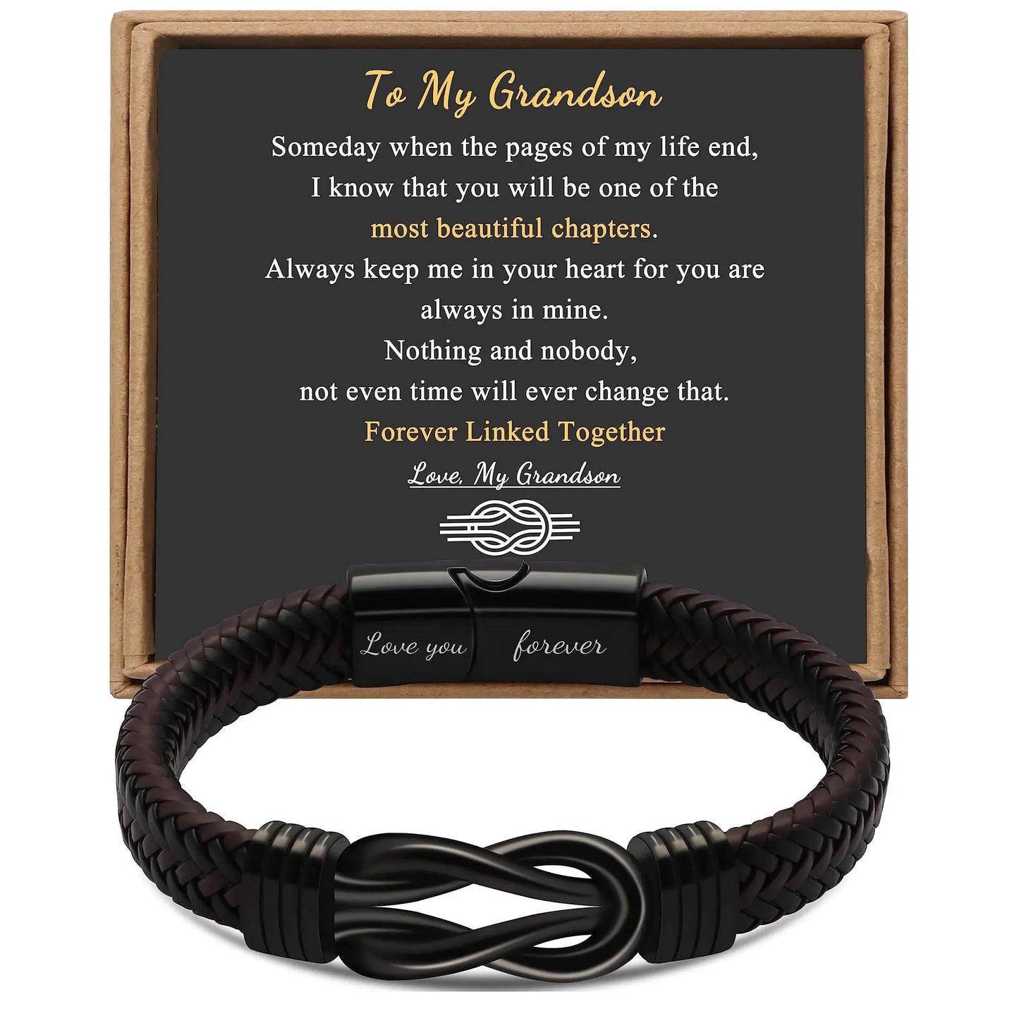 Braided Leather Bracelet To My Son To My Grandson To My Dad Braided Leather Bracelet for Men Xmas Gift Row Magnetic Closure 2024