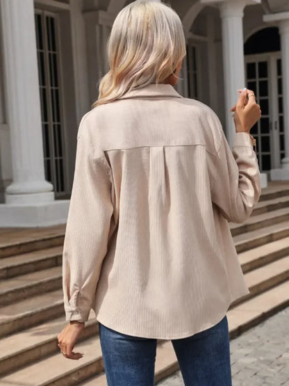 2024 Spring New Casual Corduroy Shirt Women Office Lady Shirts Fashion Female Long Sleeve Loose Solid Blouse Top S-XL Streetwear