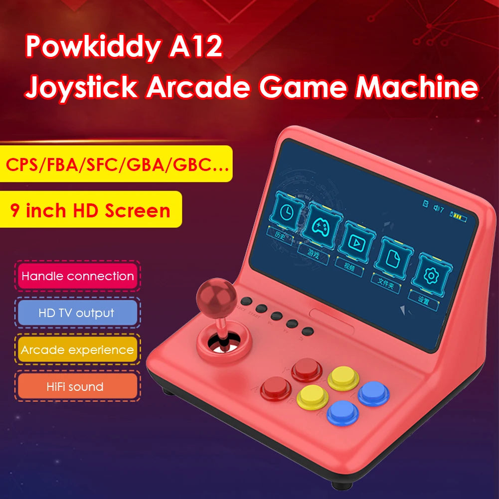 POWKIDDY A12 32GB 9inch joystick arcade A7 architecture quad-core CPU simulator video game console new game children's gift