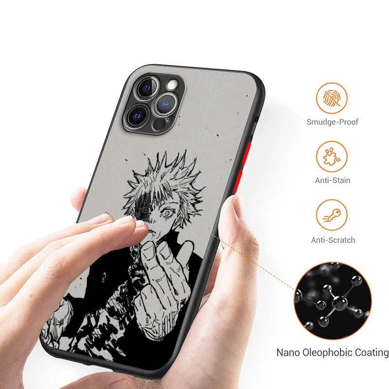 Jujutsu Kaisen Anime Comics Phone Case For iPhone 14 13 12 11 Pro Max mini XS Max XR X 8 7 6 Plus SE Frosted Translucent