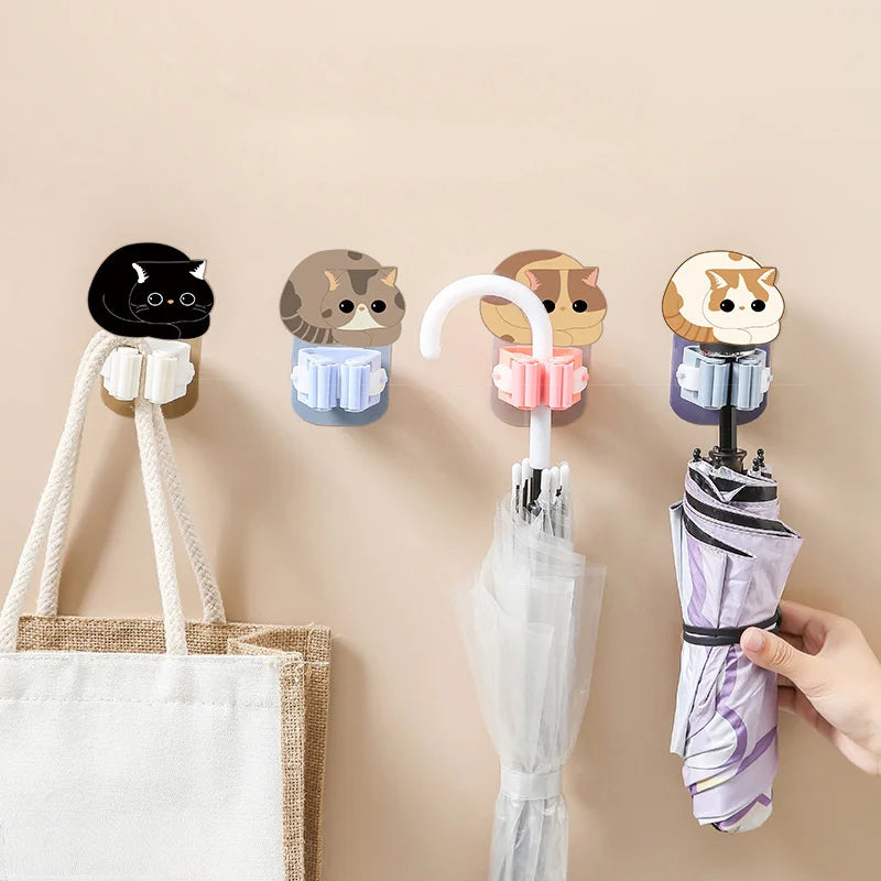 Mop Broom Holder Rack Grippers Clips Wall Mount Home Appliance Multi-Purpose Hooks Kitchen Bathroom Organizer Kitchen Items