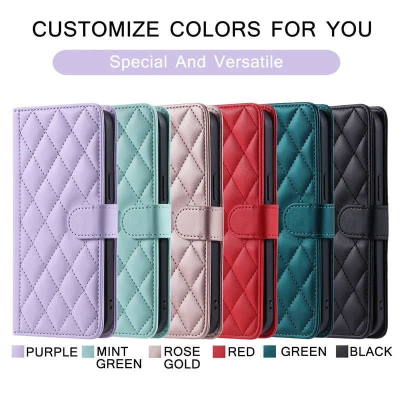 Checkered Leather Case For Xiaomi Redmi Note 12S 11S 10S 9S 12 11 10 9 8 Pro Plus 5G 9S 9T 9A 9C 10C 12C Flip Wallet Phone Cover