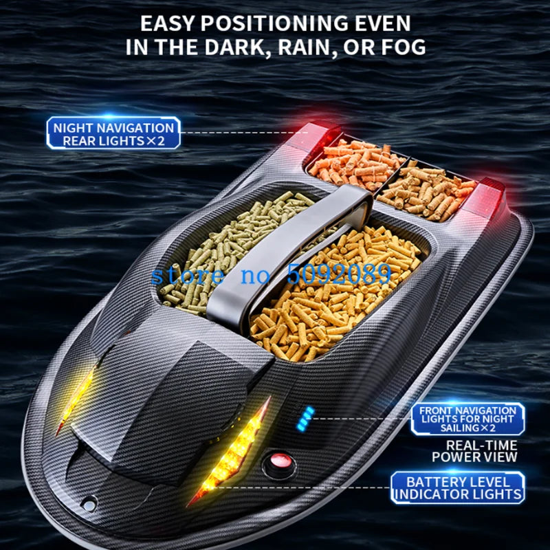 4KG Auto Bait Casting MultiFunction RC Fishing Boat 3Hopper Smart Cruise 500M Voice Broadcast Electric Remote Control Bait Boat