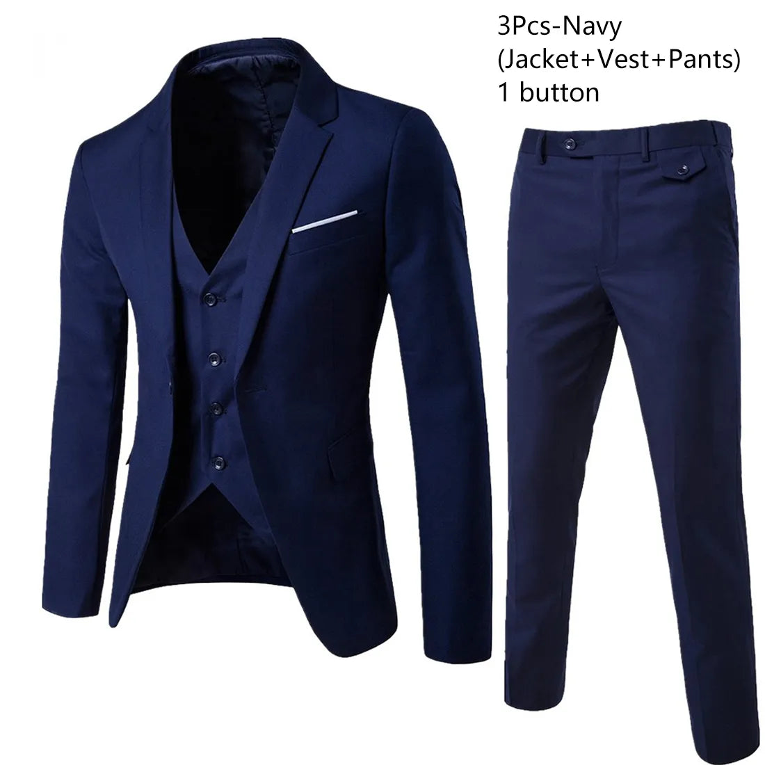 Men Blazers Set Wedding 3 Pieces Elegant 2 Suit Luxury Full Coat Pants Design Latest Vest Business 2023 Slim Fit Jacket Trousers - MAGNET MARKET