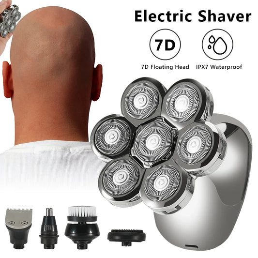 7D Electric Head Shaver for Bald Men High Quality Electric Men's Grooming Kit Cordless Waterproof LCD Head Shavers Rechargeable