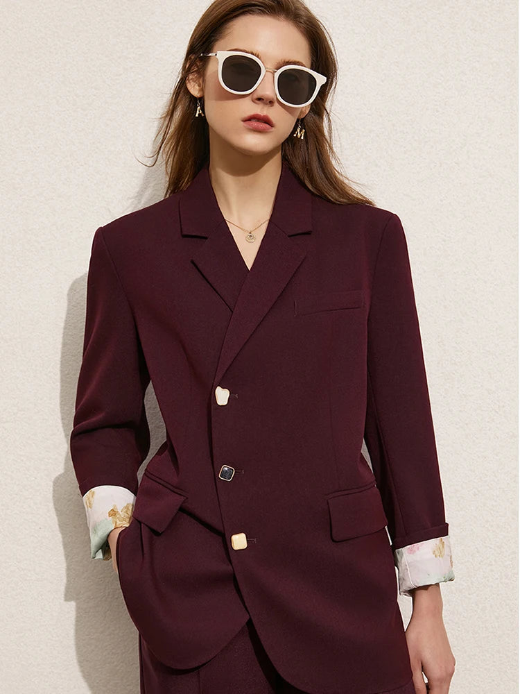 Amii Minimalism Spring Blazers Women Suit Jacket Office Lady Lapel Blazer Loose Pants Sold Separately Female Clothing 12140122