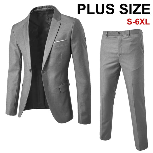 Business Elegant Men Suits Jacket Turn-down Collar Korean Slim Men's Blazer Career Wedding Suits Male Outfit Plus Size S-6XL - MAGNET MARKET