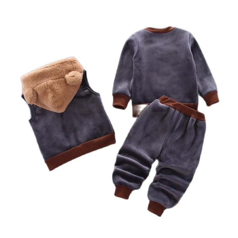 Winter Cartoon Bear 3-Piece Suit: Cozy and Cute Ensemble for Toddlers