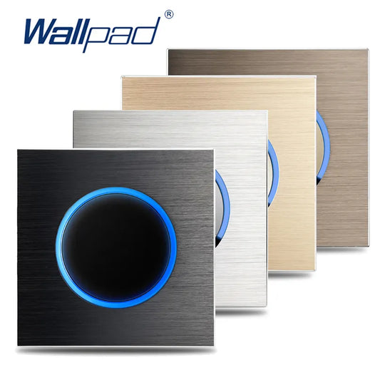 Wallpad Fashion 16A Matte Aluminium Alloy Panel 2 Years Guarantee Circle LED Indicator L6 Round Button Wall Light Switch