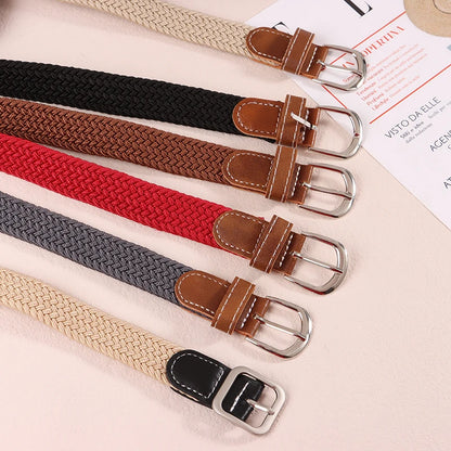 Stretch Canvas Leather Belts for Men Female Casual Knitted Woven Military Tactical Strap Male Elastic Belt for Pants Jeans