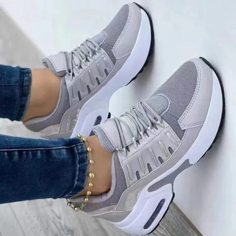 New Womens Sneakers Stylish Casual Shoes for Women Lace-up Breathe Zapatos Para Mujeres Flat Base Anti-slip Woman's Sports Shoes