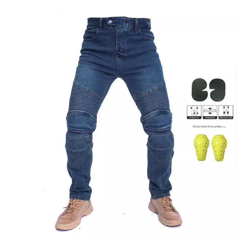 Men Jeans Collection Classic Denim UGB06 PK718 PK719 Zip Motorcycle Pants  Pantalones Motocicleta Hombre Featherbed Jeans Gears - MAGNET MARKET